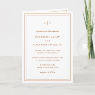 Classic Pumpkin Orange Elegant Wedding Invitation