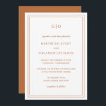 Classic Pumpkin Orange Elegant Wedding Invitation<br><div class="desc">Classic style earth tone wedding invitation in terracotta / rust orange featuring a simple and minimal design with your monogram at the top and your event details surrounded by a double border. The fonts alternate between and elegant script, a traditional serif and minimalist sans serif fonts. This invitation is great...</div>