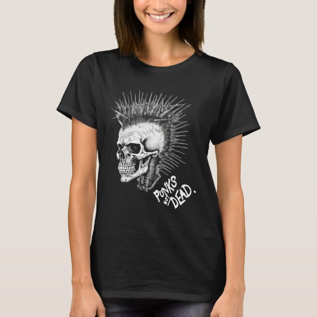Classic Punk Rock Skull Punks Not Dead T-Shirt (Front)
