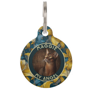 Classic Puppy Parent Gift Lilies Pattern Pet Tag