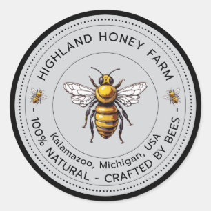Classic Pure Honey Round Stickers  Editable Design