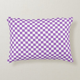 Classic Purple and White Checkered Pattern Decorative Cushion