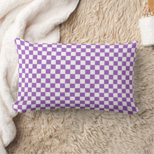 Classic Purple and White Chequered Pattern Lumbar Cushion
