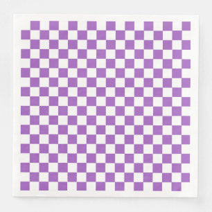 Classic Purple and White Chequered Pattern Napkin