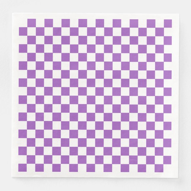Classic Purple and White Chequered Pattern Napkin (Front)