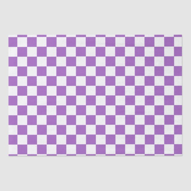 Classic Purple and White Chequered Pattern Tissue Paper (Front)