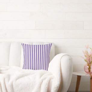 Classic Purple and White Vertical Striped Cushion