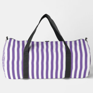 Classic Purple and White Vertical Striped Duffle Bag
