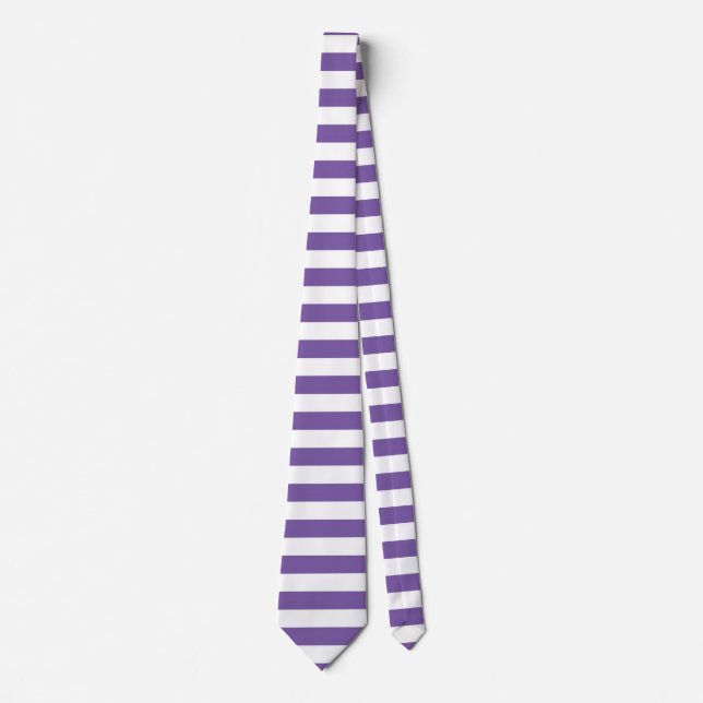 Classic Purple and White Vertical Striped Tie (Front)