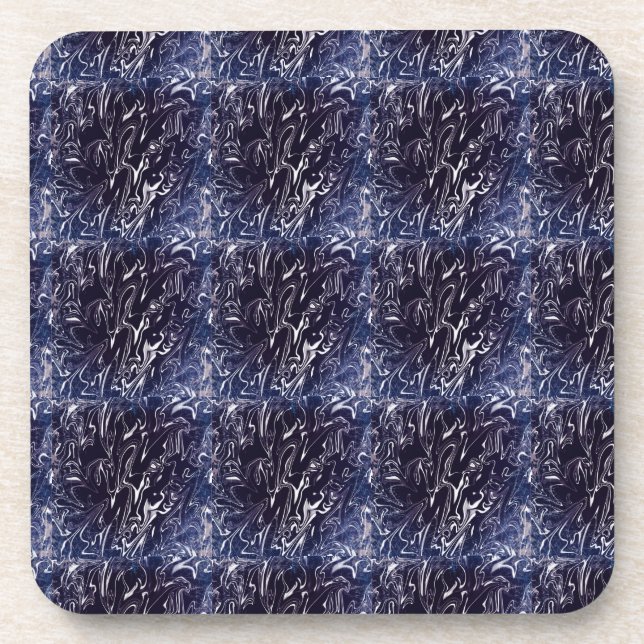 Classic Purple Black Abstract Hard plastic coaster (Front)
