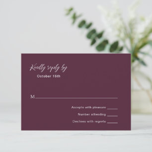 Classic Purple Elegant Wedding RSVP Card