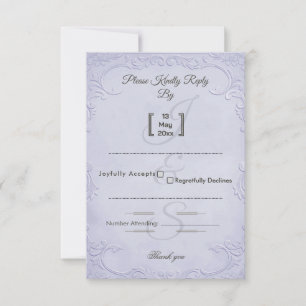 Classic Purple Embossed Floral Wedding RSVP Card