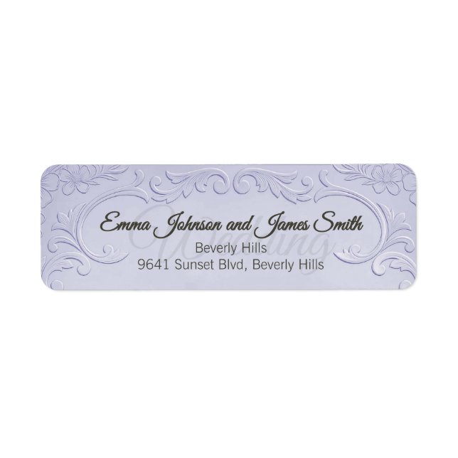 Classic Purple Floral Wedding Return Labble  (Front)