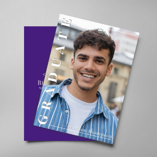 Classic Purple Graduation Party Announcement Card