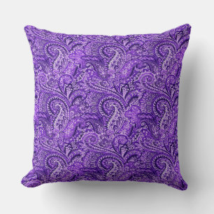 Classic Purple Paisley Throw Pillow