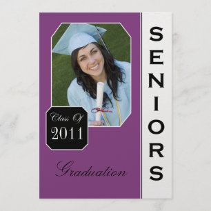 Classic Purple Photo Graduation Announcements
