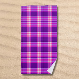 Classic Purple Pink Plaid Beach Towel