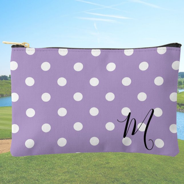 Classic Purple Polka Dots Pattern Makeup or Accessory Pouch (Creator Uploaded)