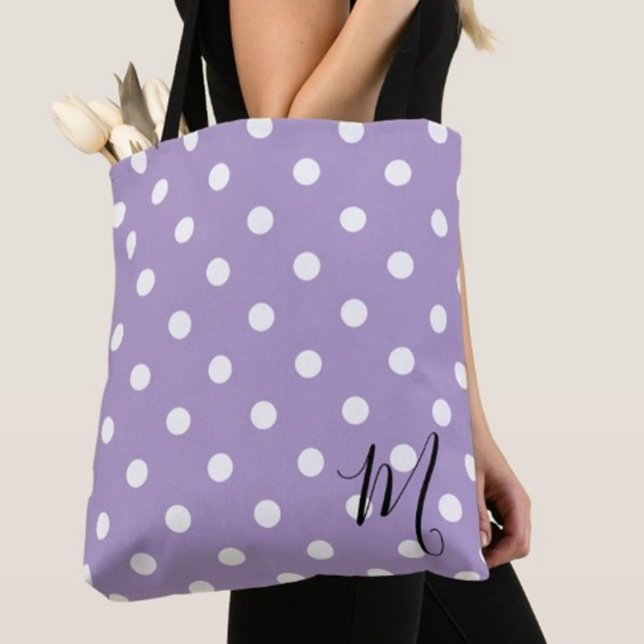 Classic Purple Polka Dots Pattern Shopping Tote Bag (Creator Uploaded)