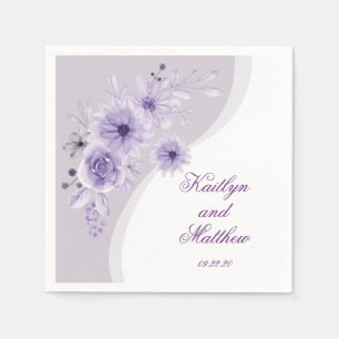 Classic Purple Wedding Floral Napkin