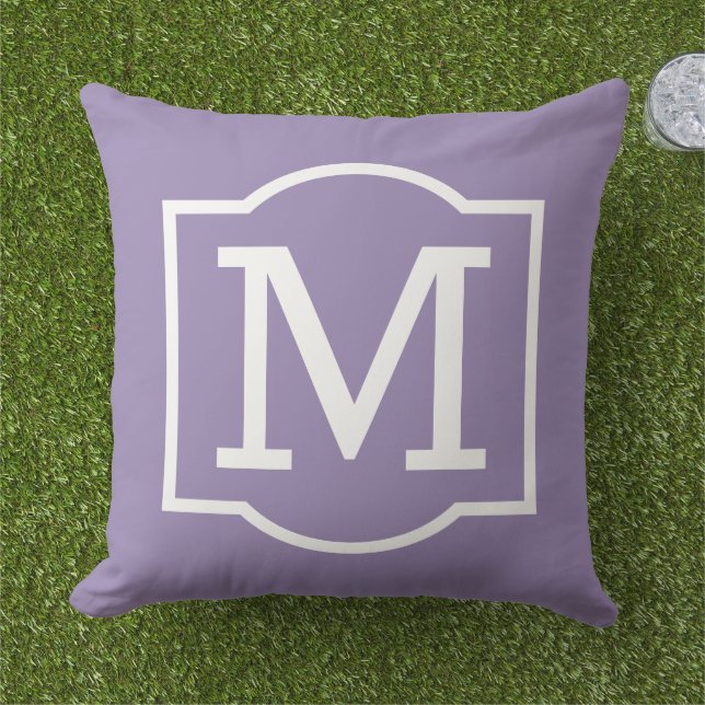 Classic Purple White Bracket Monogram Cushion (Grass)
