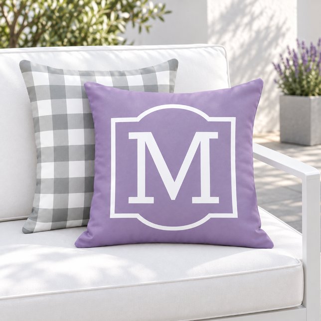 Classic Purple White Bracket Monogram Cushion (Creator Uploaded)