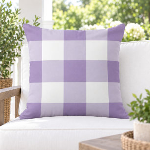 Classic Purple White Large Gingham Check Cushion