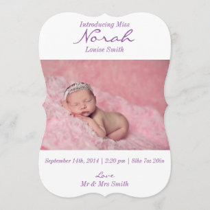 Classic Purple&White Polka Dot Birth Announcement