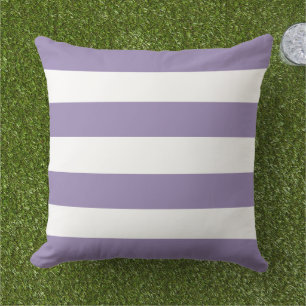 Classic Purple White Wide Horizontal Stripe Cushion