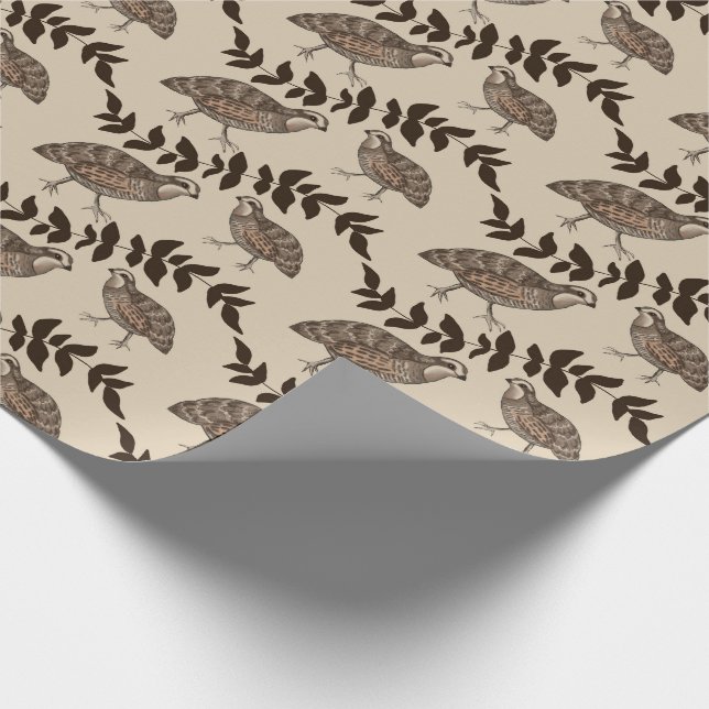 Classic Quail on beige Wrapping Paper (Corner)