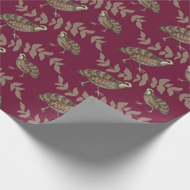 Classic Quail on Wine Wrapping Paper (Corner)