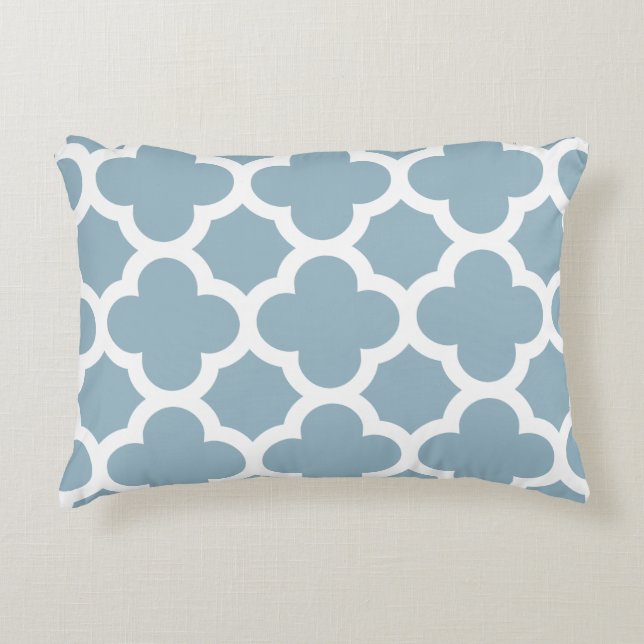 Classic Quatrefoil Accent Pillow - Aquamarine Blue (Front)