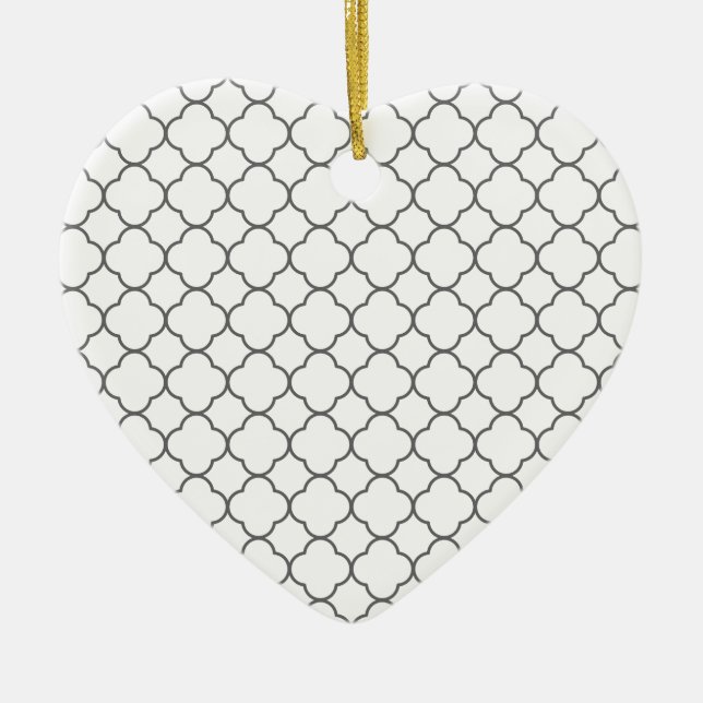 Classic Quatrefoil Pattern Ceramic Tree Decoration (Front)
