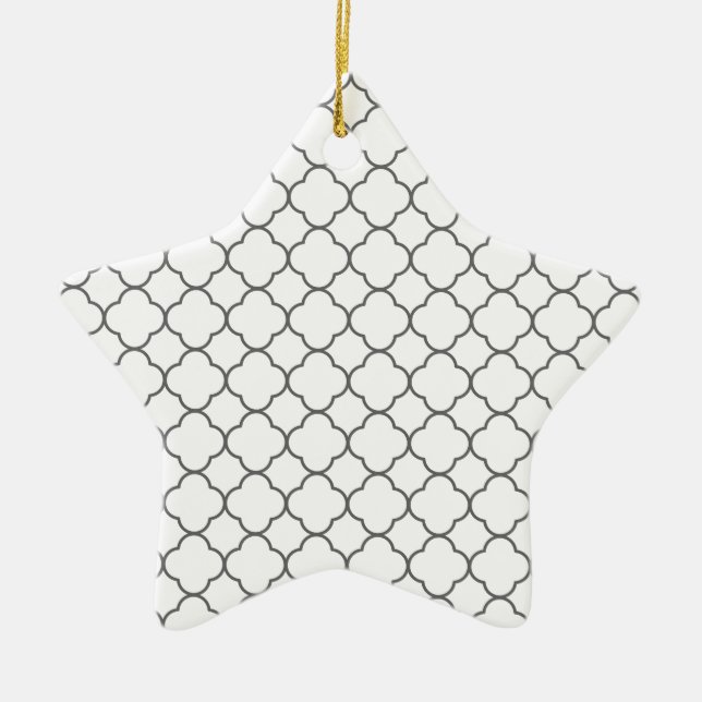 Classic Quatrefoil Pattern Ceramic Tree Decoration (Front)