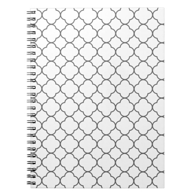 Classic Quatrefoil Pattern Spiral Notebook (Front)