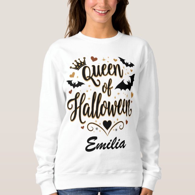 Classic Queen of Halloween Custom Name Shirt (Front)