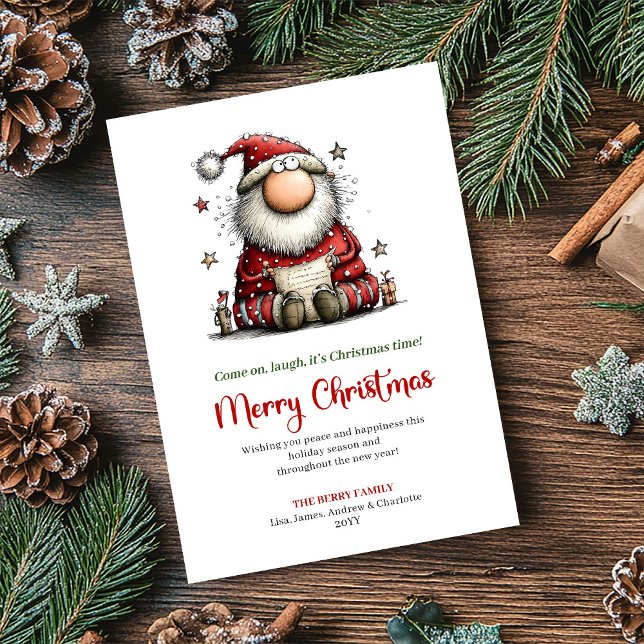 Classic Quirky Santa Playful Christmas Greeting Holiday Card (Classic Quirky Santa Playful Christmas Greeting)