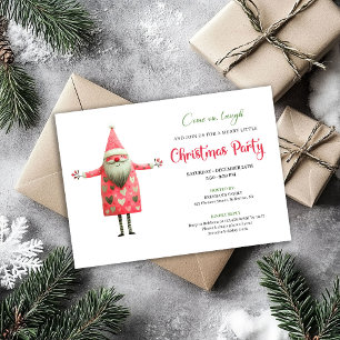 Classic Quirky Santa Red Green Christmas Party  Invitation