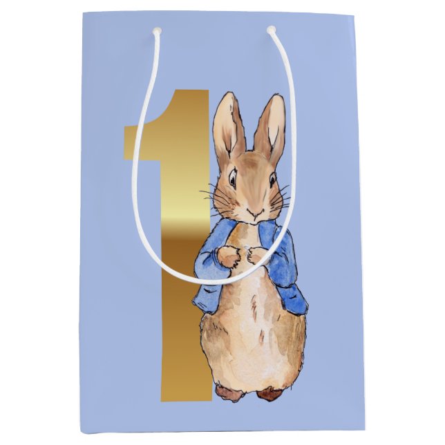 Classic Rabbit 1st birthday Medium Gift Bag (Front)