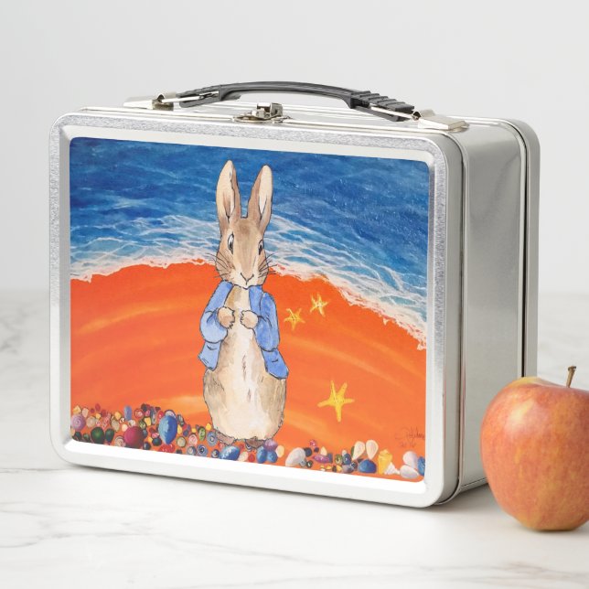 Classic Rabbit at the beach  Metal Lunch Box (In Situ)