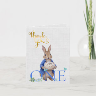 Classic Rabbit Birthday Cake Thank you Card