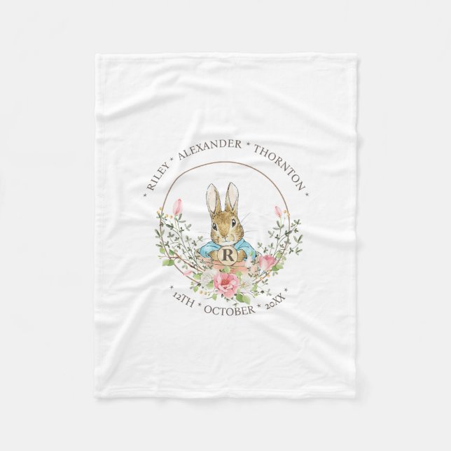 Classic Rabbit Birthday Fleece Blanket (Front)