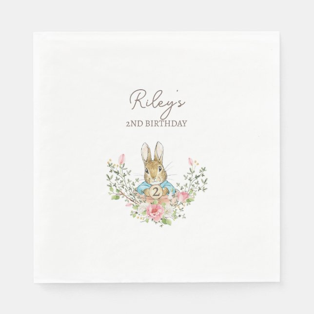 Classic Rabbit Birthday Napkin (Front)