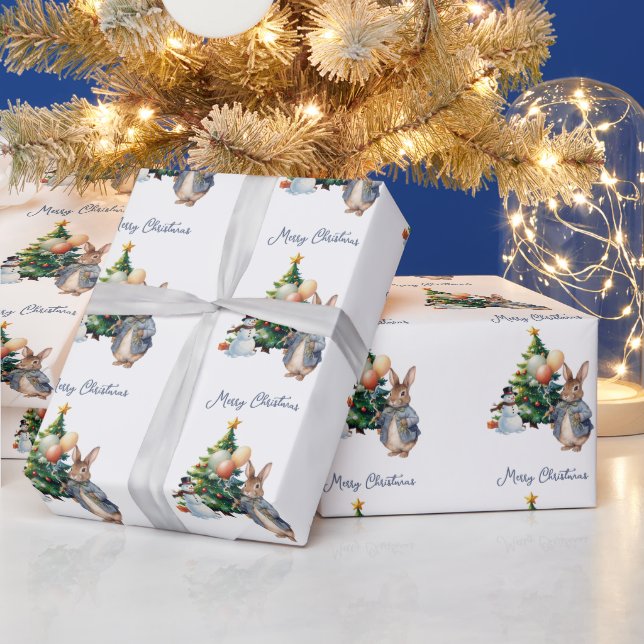 Classic Rabbit Christmas tree Wrapping Paper (Holidays)