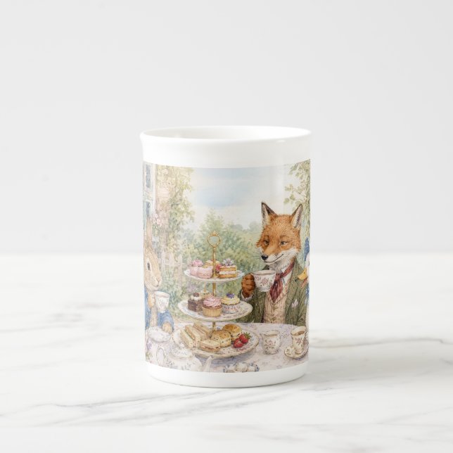 Classic Rabbit Duck Fox Afternoon Tea Time Bone China Mug (Front)