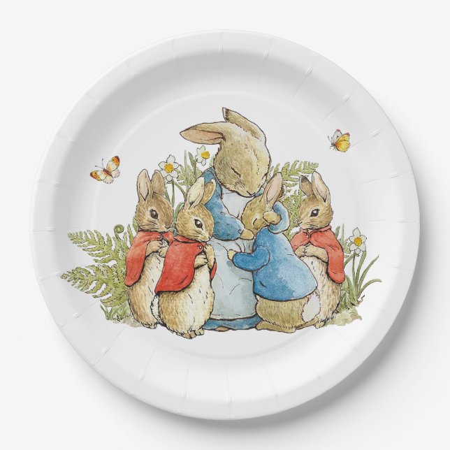 Classic Rabbit family Paper Plate (Front)