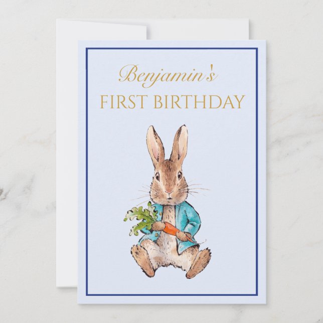 Classic Rabbit First Birthday Invitation (Front)