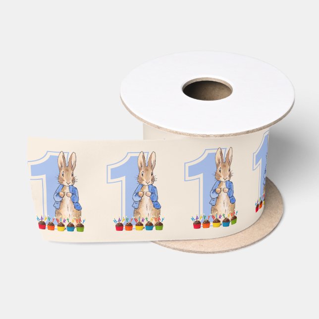 Classic Rabbit first birthday  Satin Ribbon (Spool)
