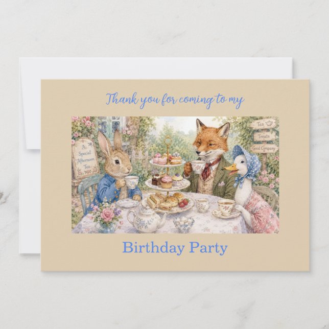 Classic Rabbit Fox & Duck Thank you Invitation (Front)