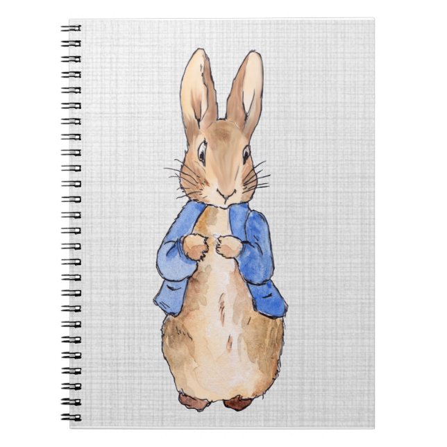 Classic rabbit grey linen background  notebook (Front)